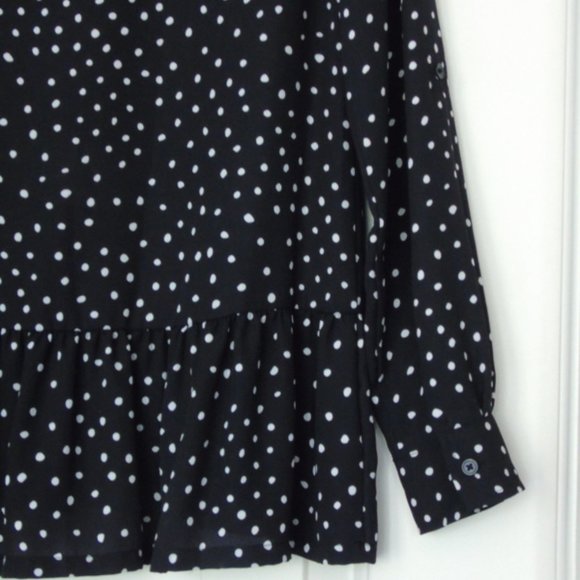 LOFT Black Top or Mini Dress with White Dots US Size Small - Picture 4 of 9